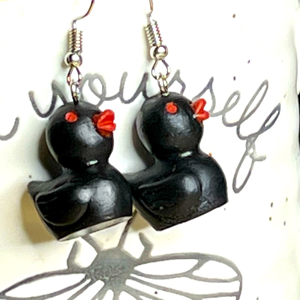 HandPainted Tim Burton inspired Duckie Earrings
